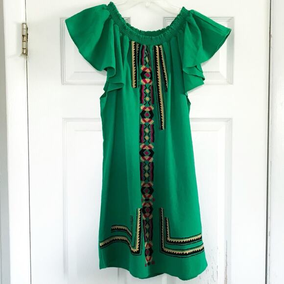 Piper by Townsen Embroidered Kelly Green Dress - Picture 1 of 6